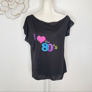 I ❤️ the 80’s off shoulder graphic tee bright